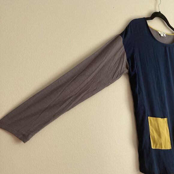 Boden Felicity Mixed Media Long Sleeve Color Block Silky Top Size 6 Artsy - Picture 4 of 9